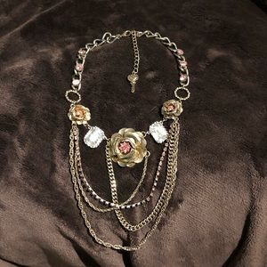 Betsey Johnson💋 Gaudy Gold and Pink Gem Necklace